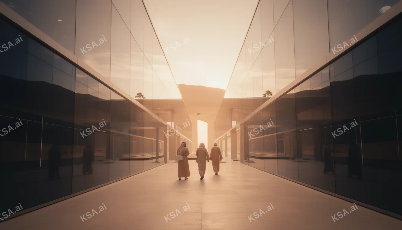 NEOM's The Line megastructure في golden hour