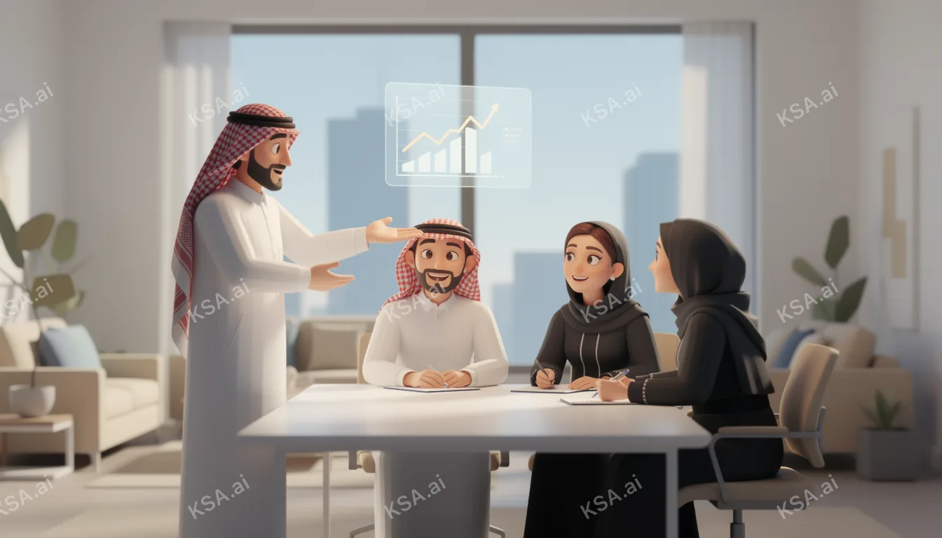 young Saudi woman entrepreneur reviewing plans at a desk