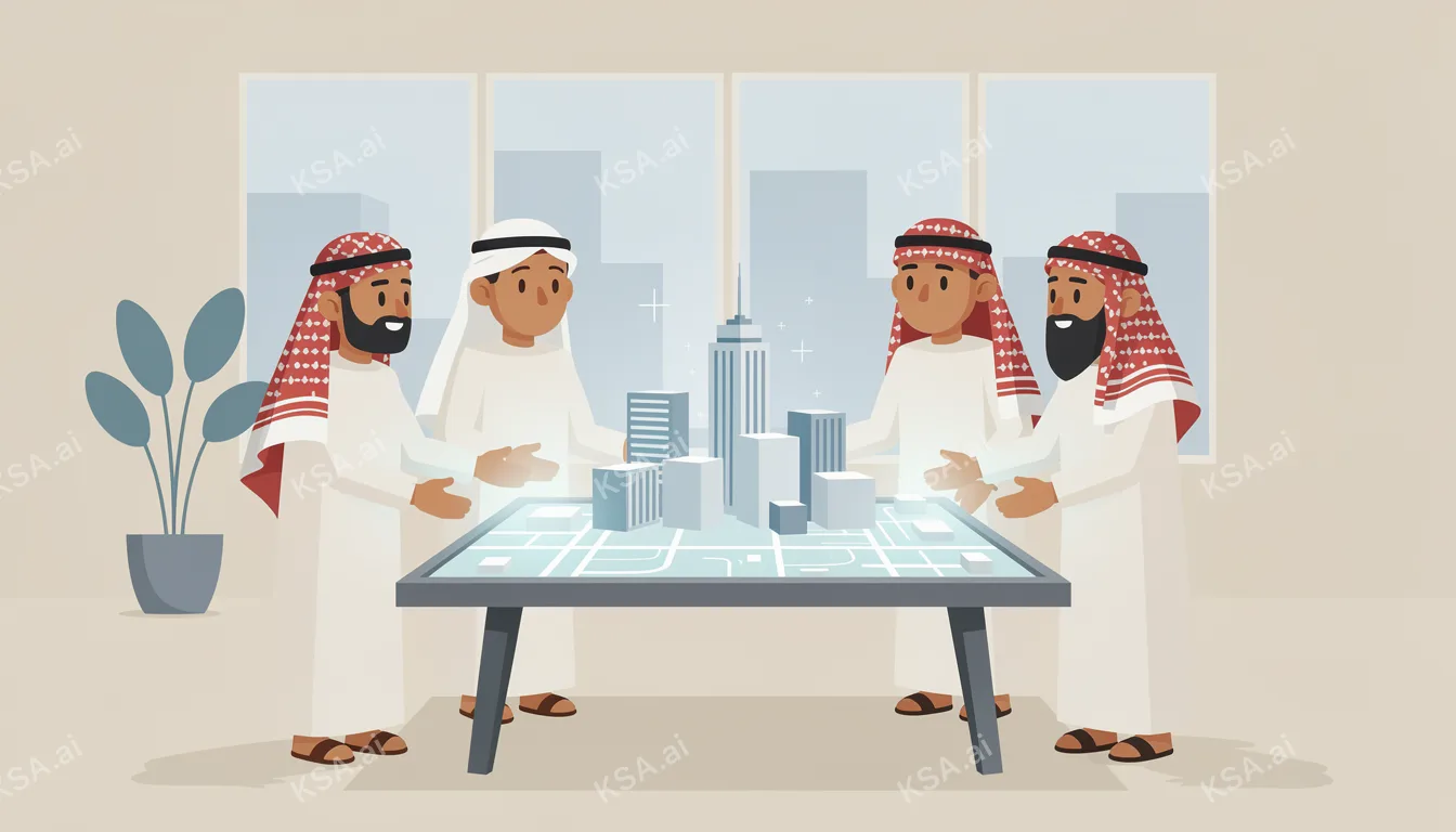 young Saudi woman entrepreneur reviewing plans at a desk